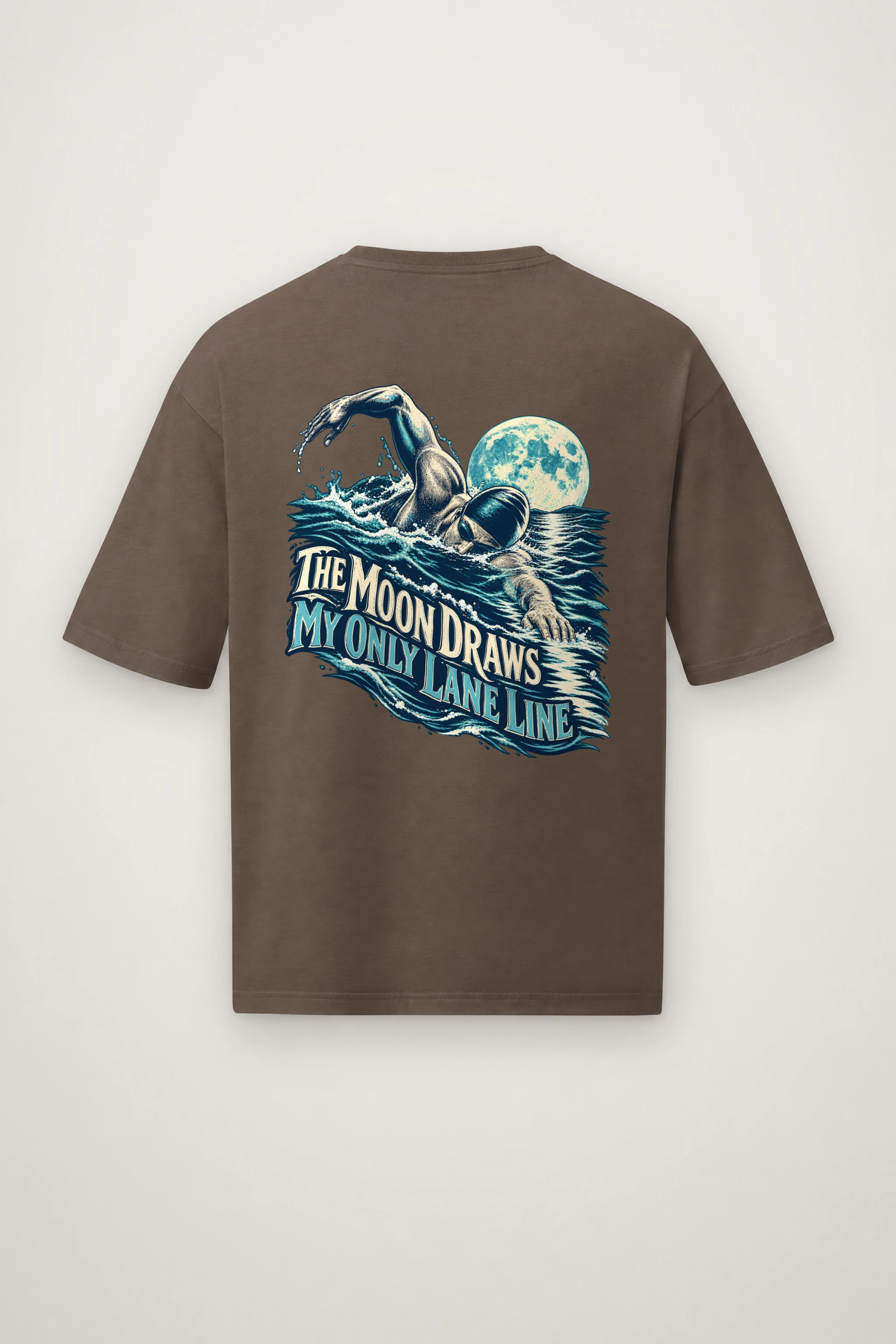 "The Moon Draws My Only Lane Line" Men's Oversized Heavyweight Crewneck T-Shirt