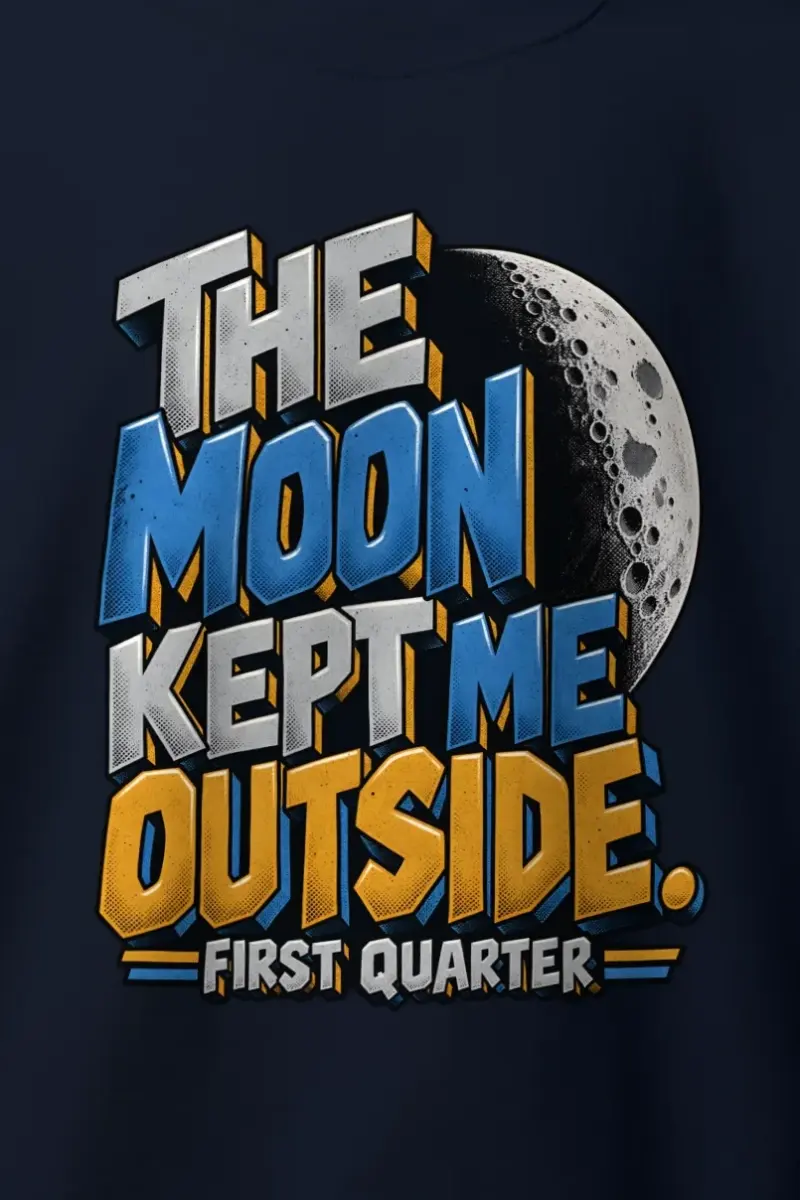 "The Moon Kept Me Outside" Heavy Blend Unisex Crewneck Sweatshirt - the graphic up close