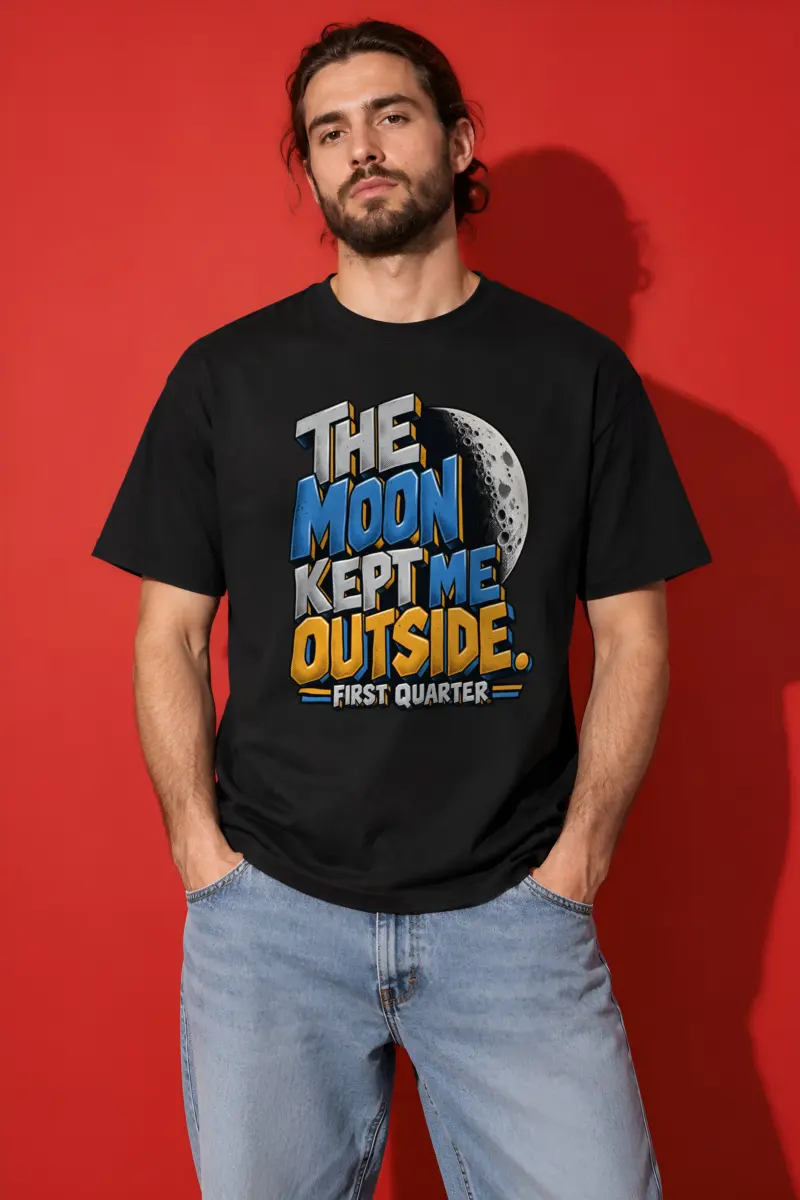 "THE MOON KEPT ME OUTSIDE." Heavyweight Unisex Crewneck T-shirt