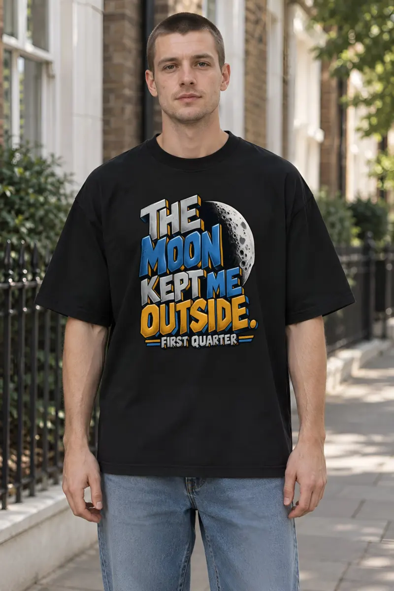 "The Moon Kept Me Outside" Unisex Oversized Heavyweight Crewneck T-Shirt
