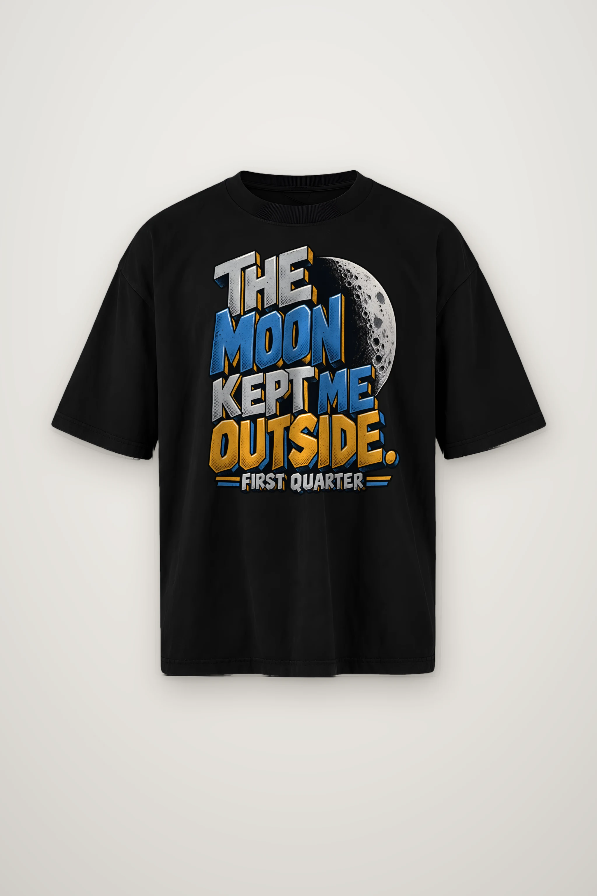"The Moon Kept Me Outside" Men's Oversized Heavyweight Crewneck T-Shirt