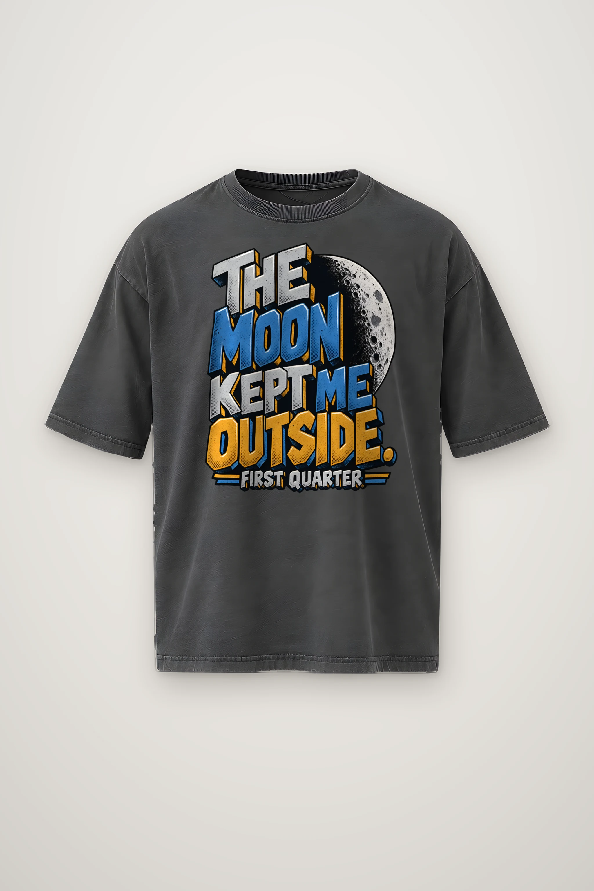 "The Moon Kept Me Outside" Men's Oversized Heavyweight Crewneck T-Shirt