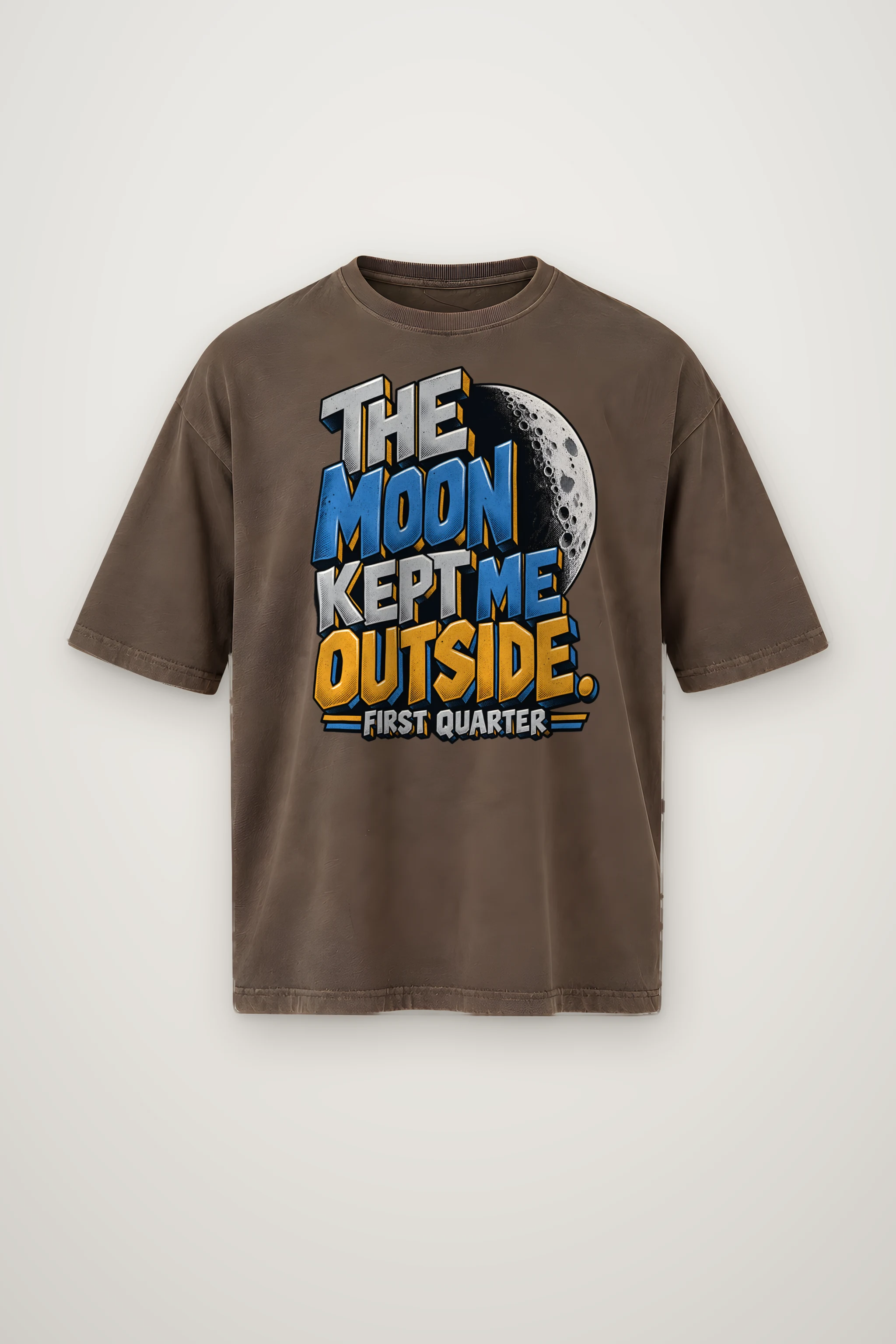 "The Moon Kept Me Outside" Men's Oversized Heavyweight Crewneck T-Shirt
