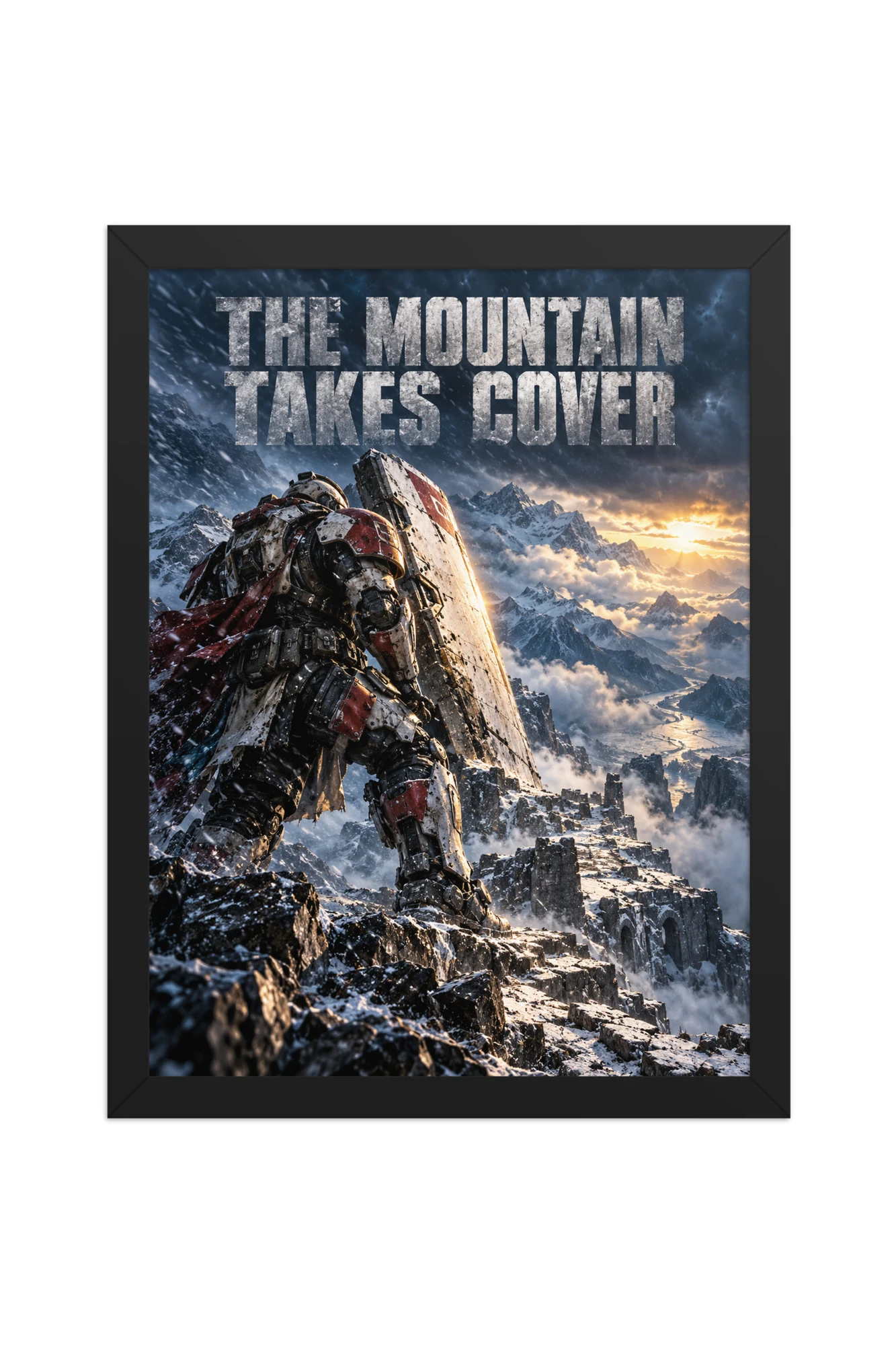"The Mountain Takes Cover" Premium Wooden Framed Poster