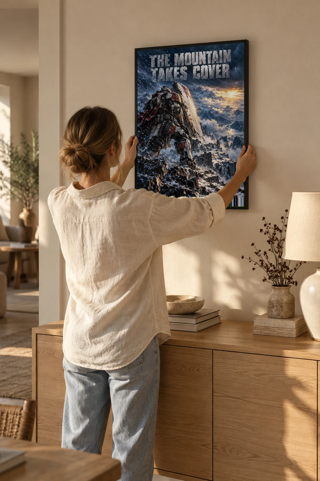 "The Mountain Takes Cover" Premium Wooden Framed Poster
