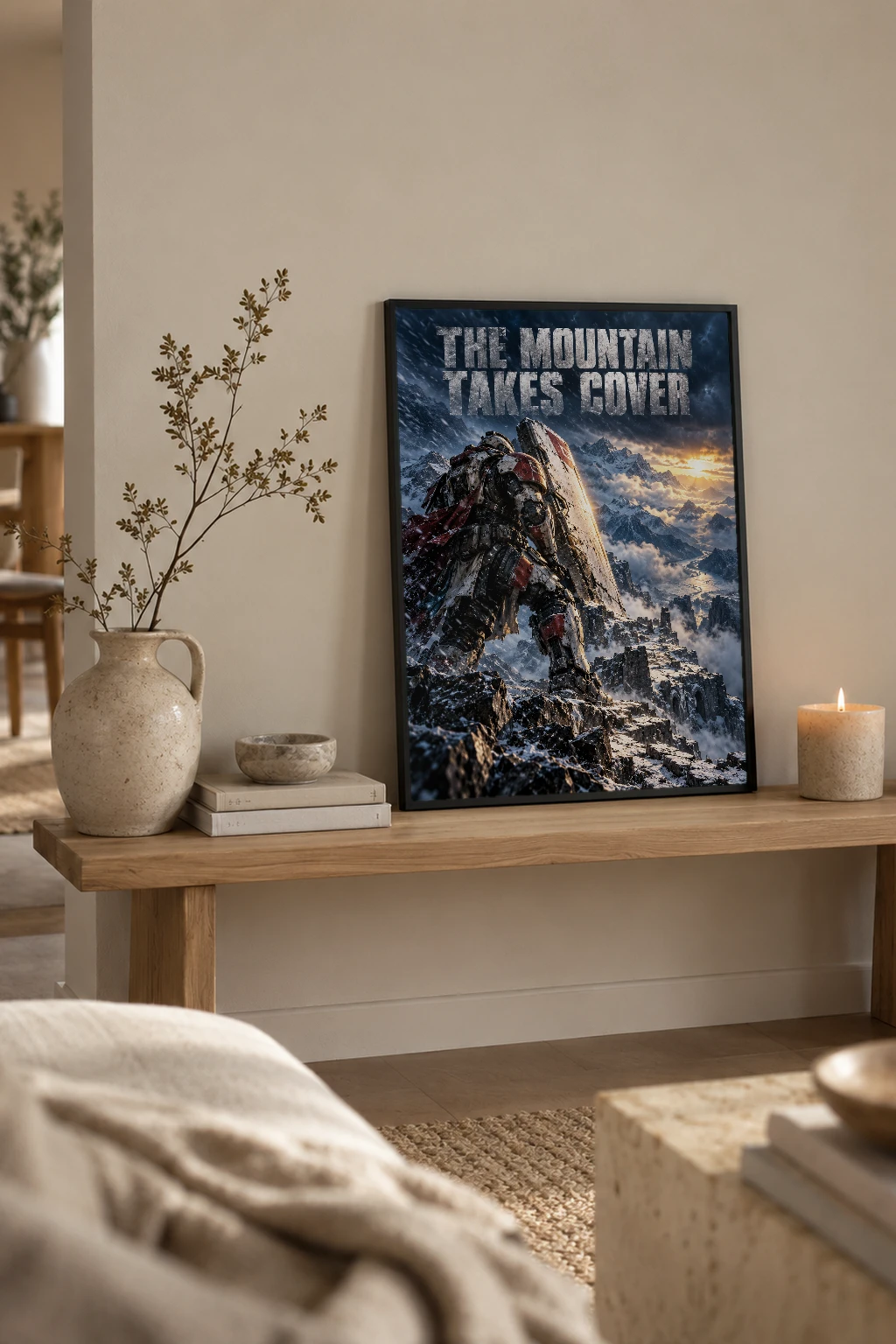 "The Mountain Takes Cover" Premium Wooden Framed Poster