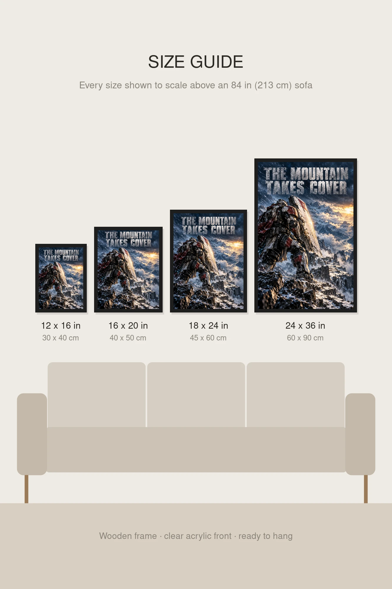 "The Mountain Takes Cover" Premium Wooden Framed Poster