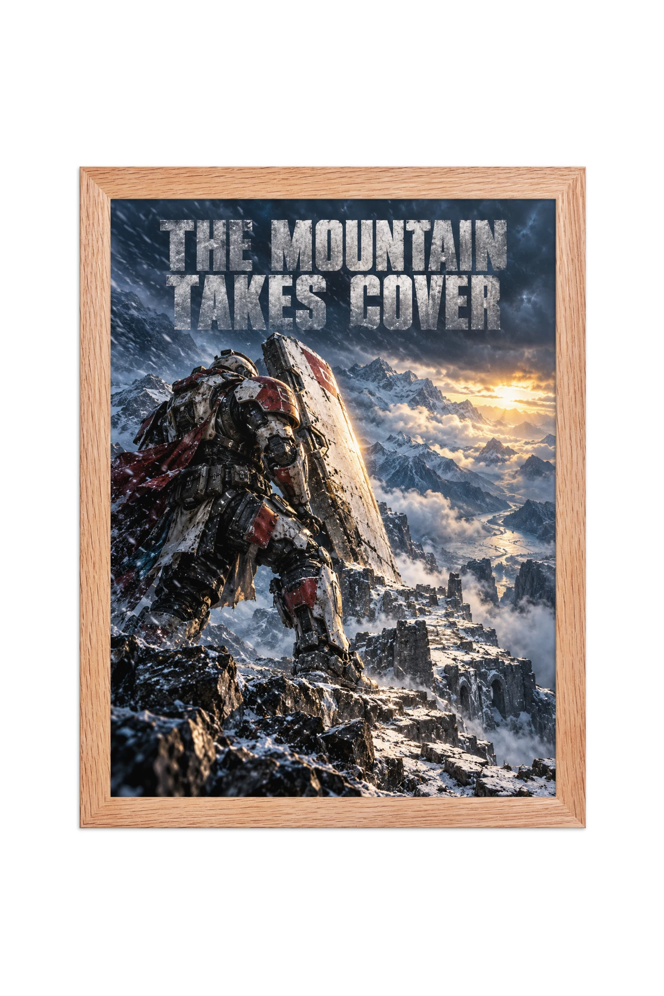 "The Mountain Takes Cover" Premium Wooden Framed Poster