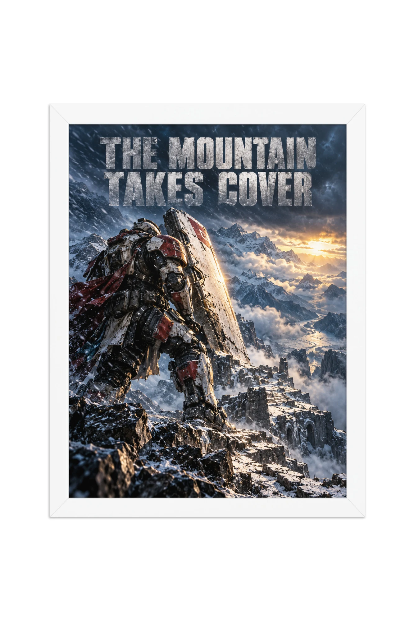 "The Mountain Takes Cover" Premium Wooden Framed Poster
