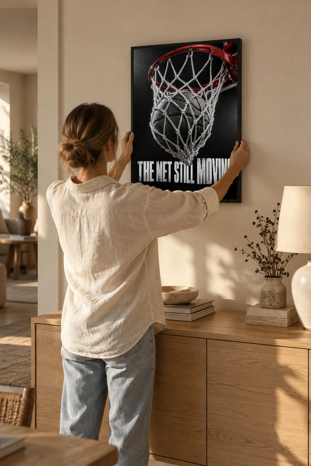 "The Net Still Moving" Premium Wooden Framed Poster