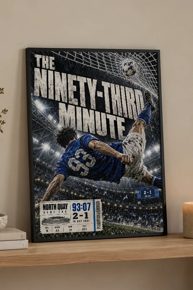 "The Ninety-Third Minute" Premium Wooden Framed Poster - the graphic up close