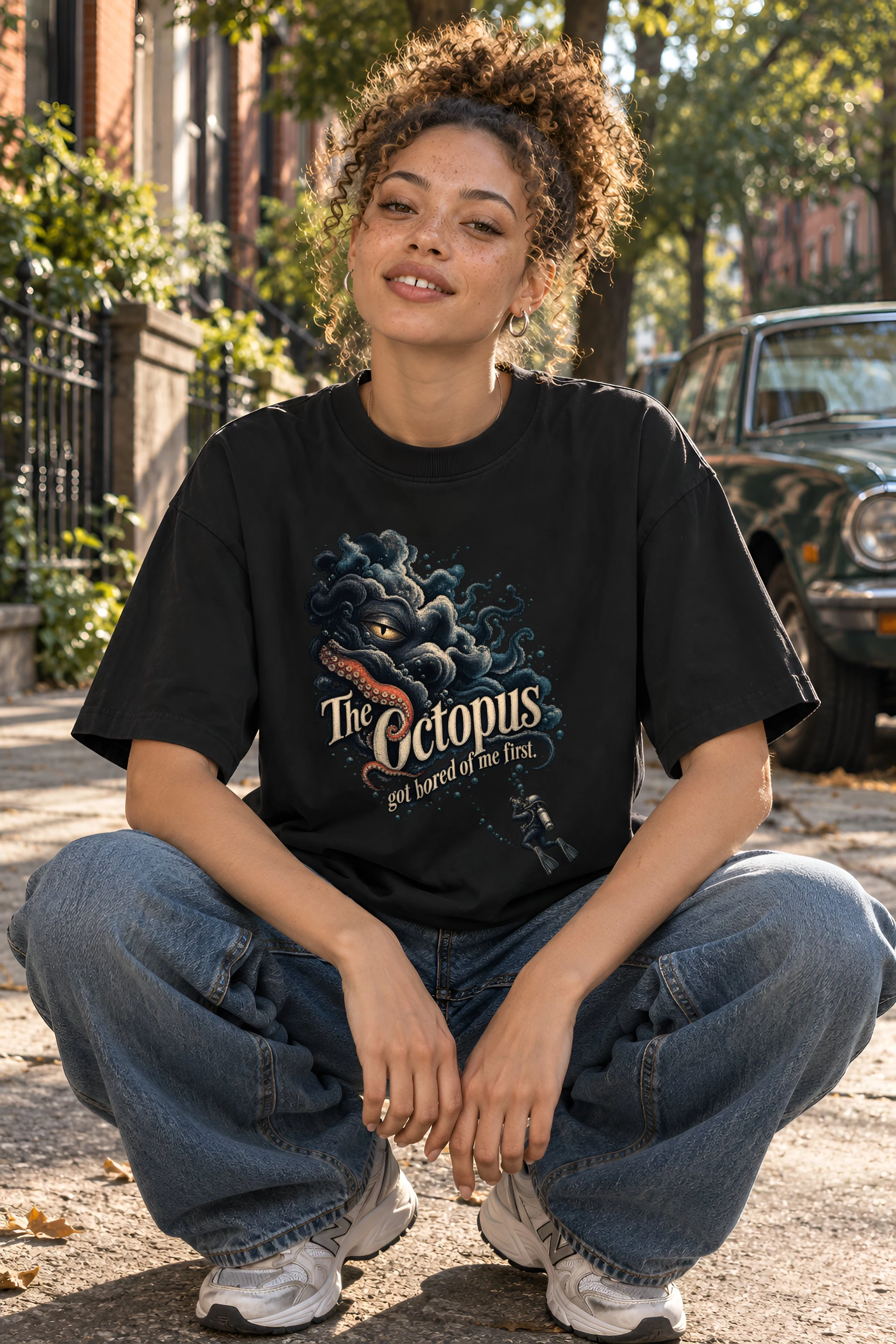 "The Octopus Got Bored" Unisex Oversized Heavyweight Crewneck T-Shirt