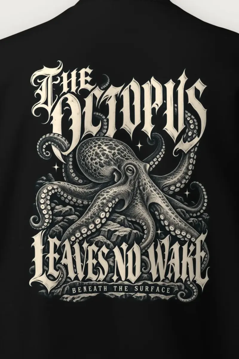 "The Octopus Leaves No Wake" Heavy Blend Unisex Crewneck Sweatshirt - the graphic up close