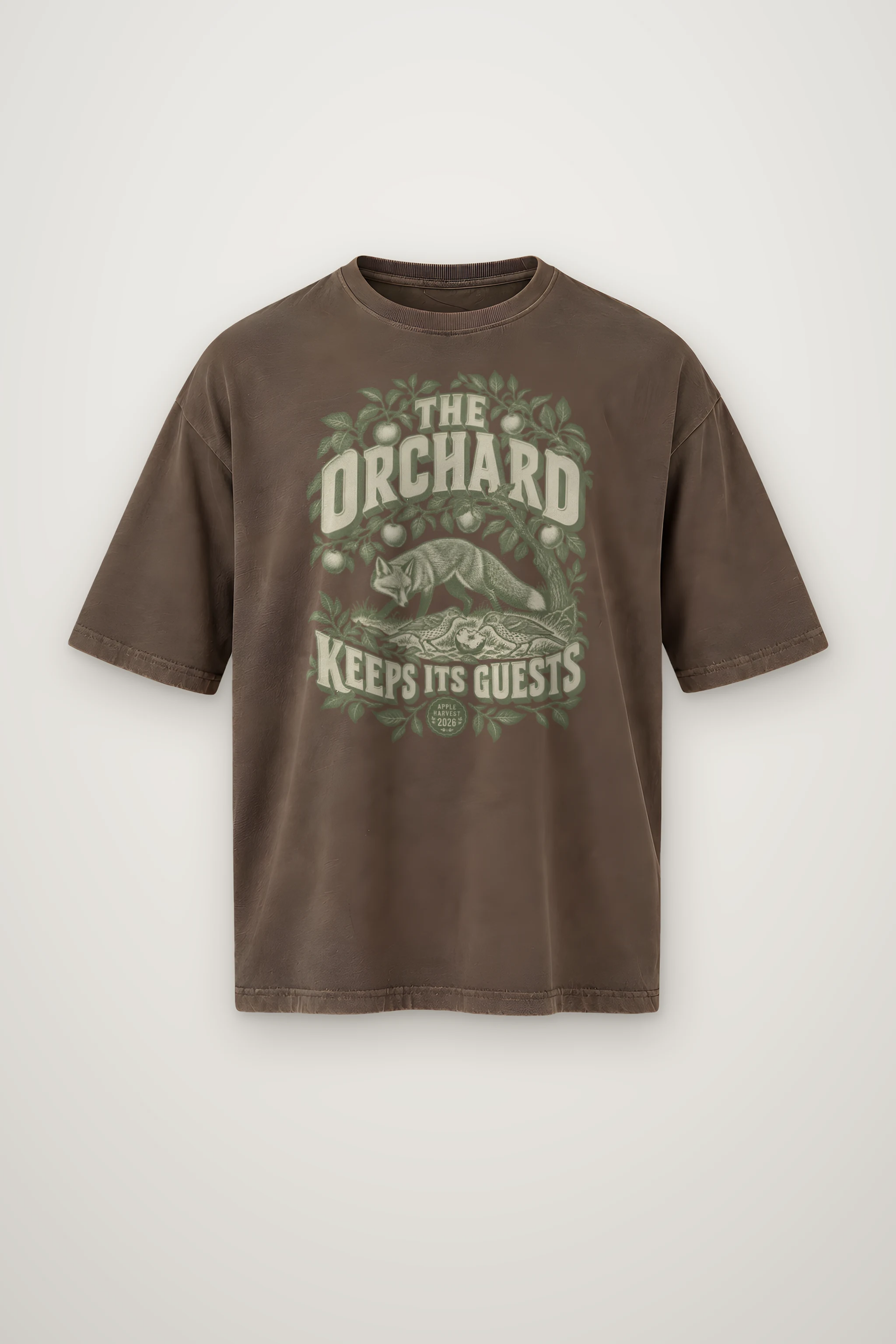 "The Orchard Keeps Its Guests" Men's Oversized Heavyweight Crewneck T-Shirt