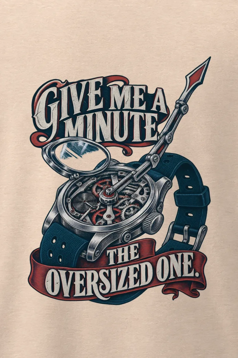 "The Oversized One" Men’s Oversized Heavyweight Crewneck T-Shirt - the graphic up close