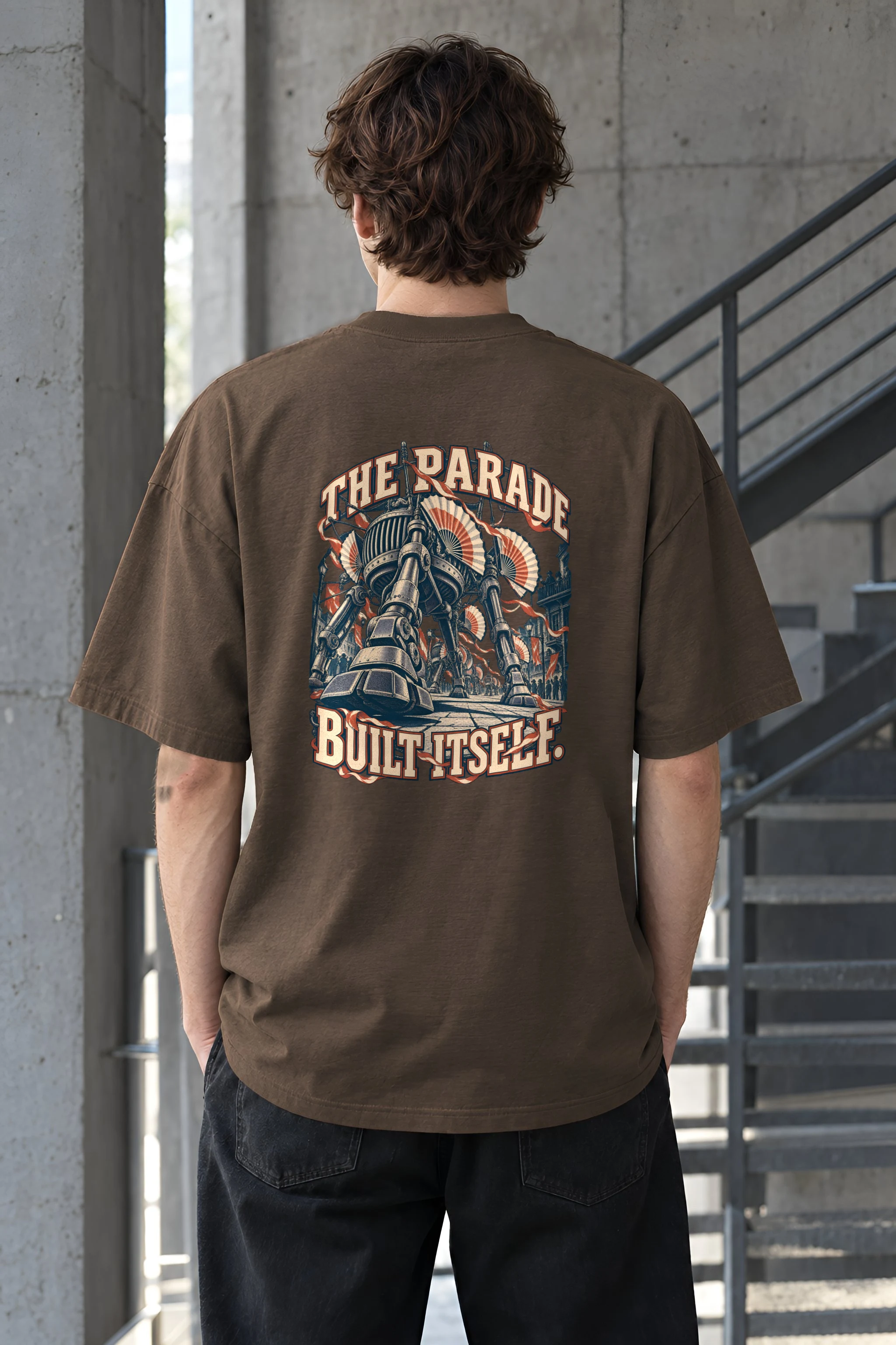 "The Parade Built Itself" Men's Oversized Heavyweight Crewneck T-Shirt