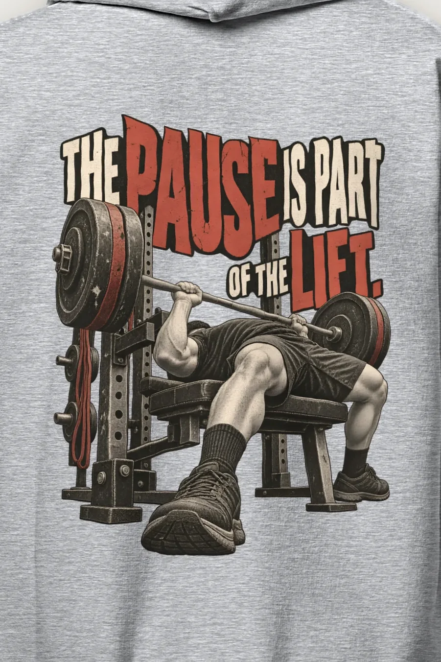 "The Pause Is Part of the Lift" Heavy Blend Unisex Pullover Hoodie - the graphic up close