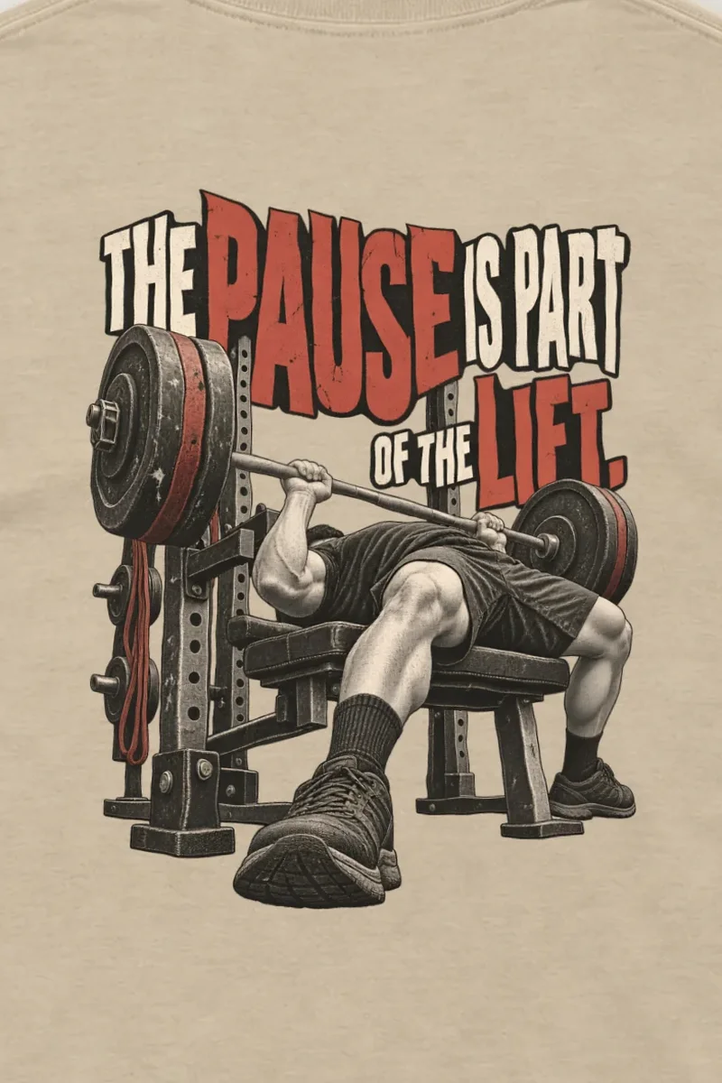 "The Pause Is Part of the Lift" Unisex Longsleeve T-shirt - the graphic up close