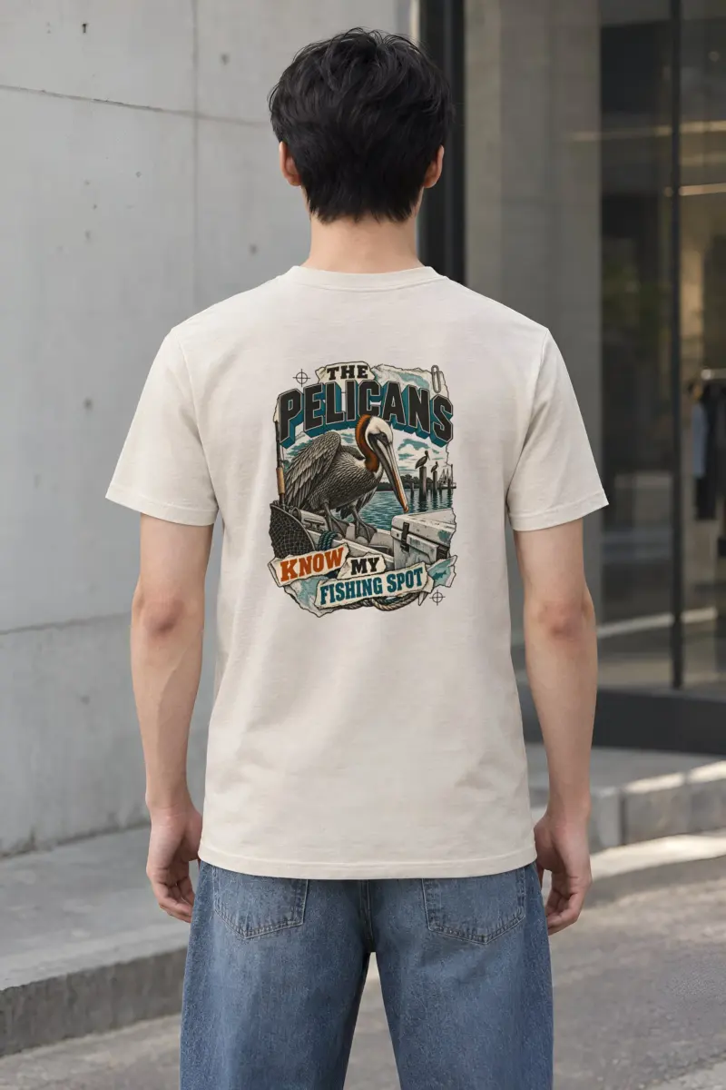 “The Pelicans Know My Fishing Spot” Heavyweight Unisex Crewneck T-shirt