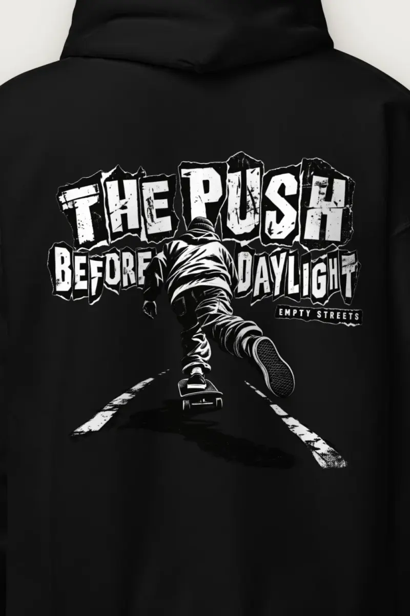 "The Push Before Daylight" Heavy Blend Unisex Pullover Hoodie - the graphic up close