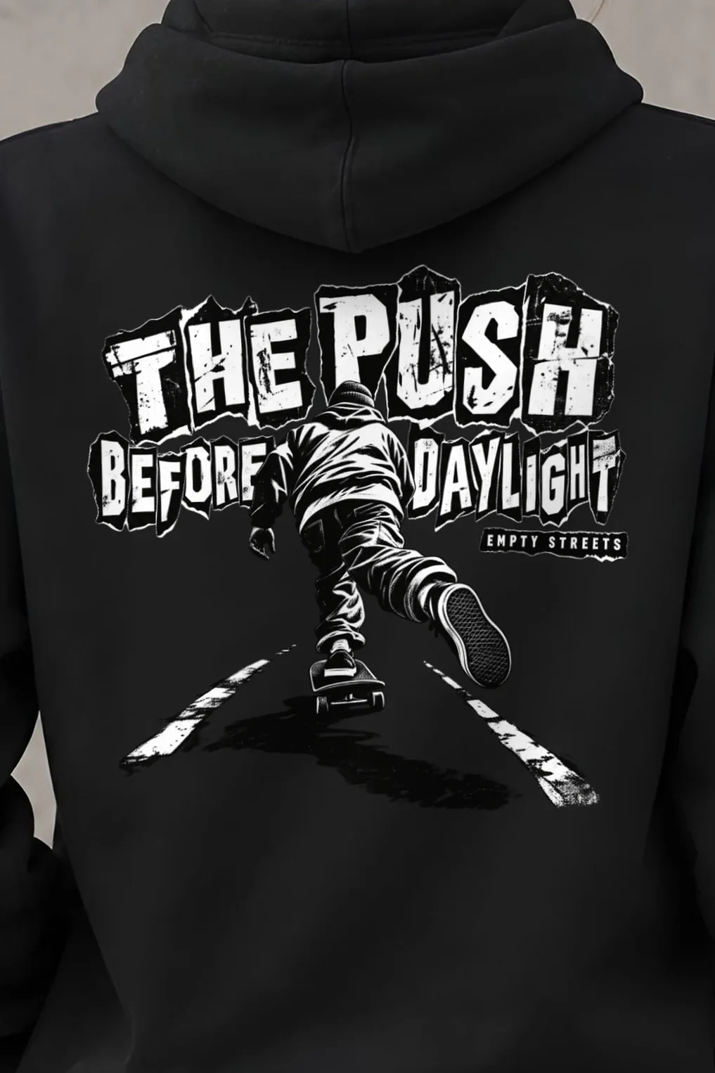 "The Push Before Daylight" Heavy Blend Unisex Pullover Hoodie - the graphic up close
