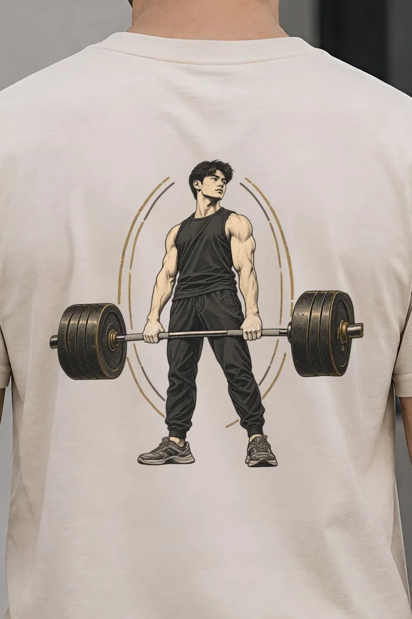 "The Quiet Lift" Heavyweight Unisex Crewneck T-shirt - the graphic up close