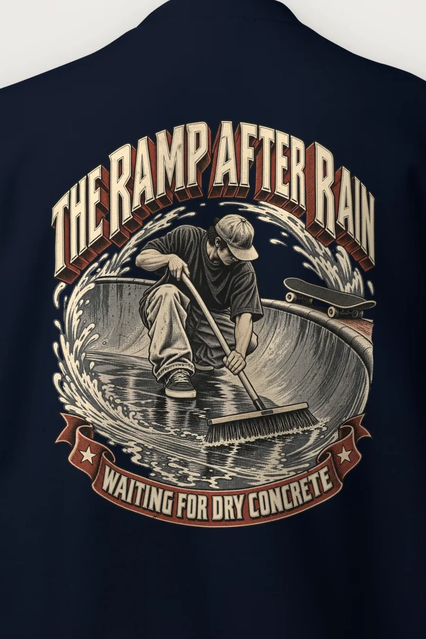 "The Ramp After Rain" Heavy Blend Unisex Crewneck Sweatshirt - the graphic up close