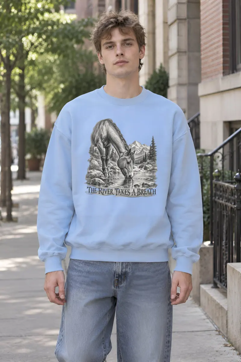 "The River Takes a Breath" Heavy Blend Unisex Crewneck Sweatshirt
