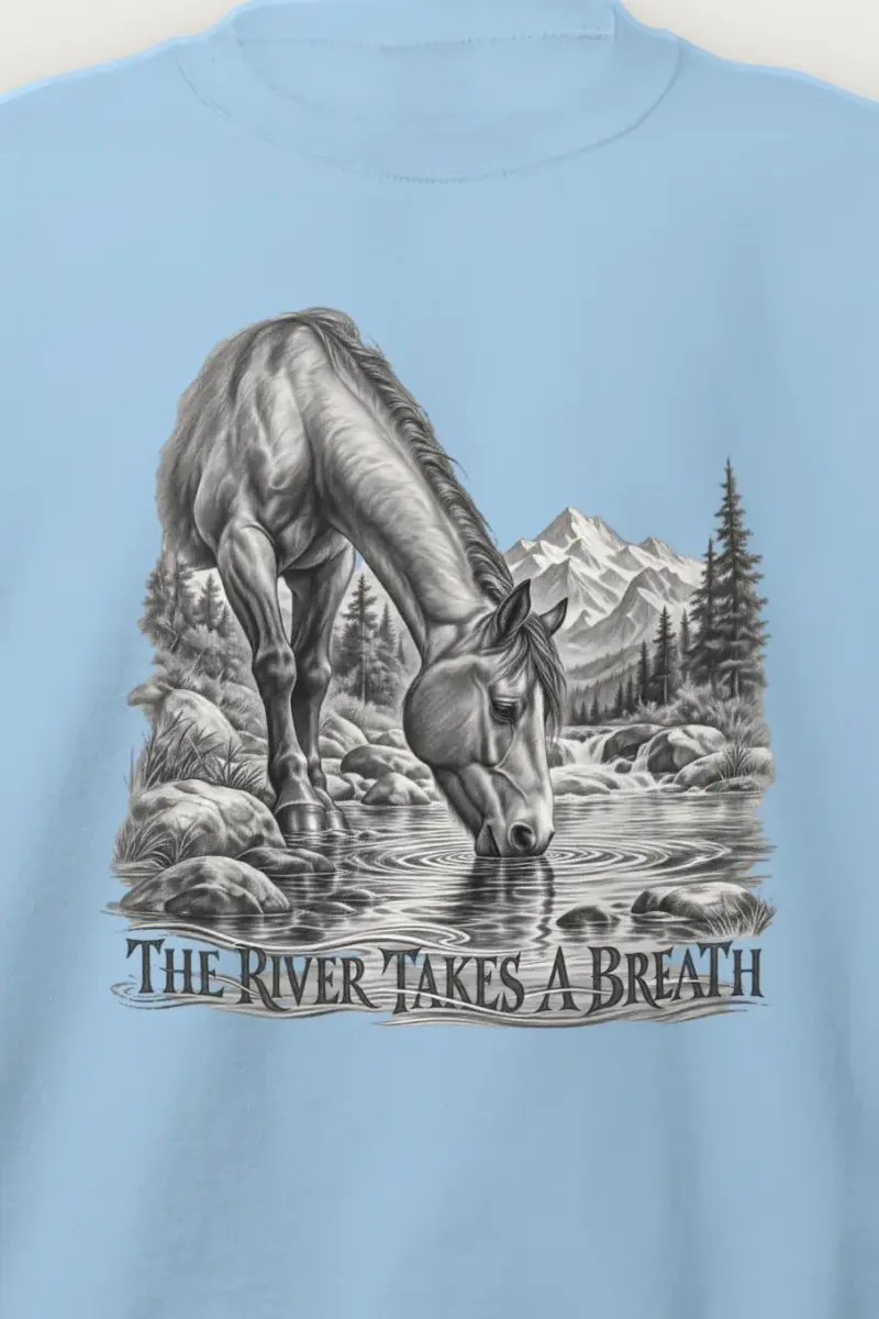 "The River Takes a Breath" Heavy Blend Unisex Crewneck Sweatshirt - the graphic up close