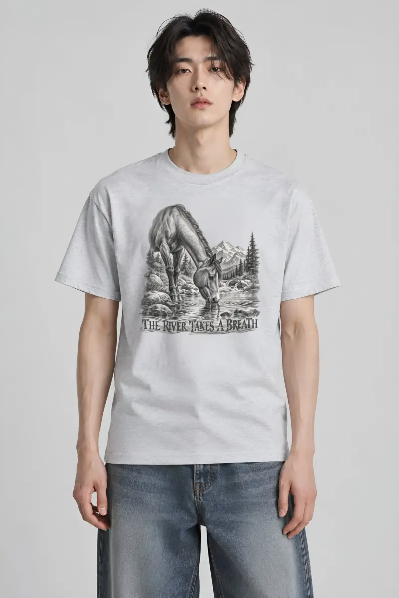 "The River Takes a Breath" Heavyweight Unisex Crewneck T-shirt