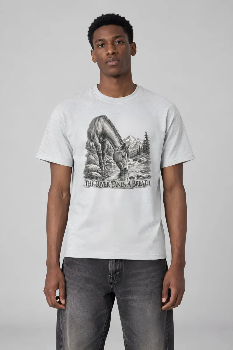 "The River Takes a Breath" Heavyweight Unisex Crewneck T-shirt