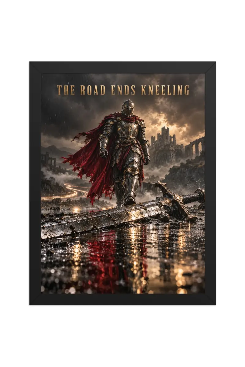 “The Road Ends Kneeling” Premium Wooden Framed Poster