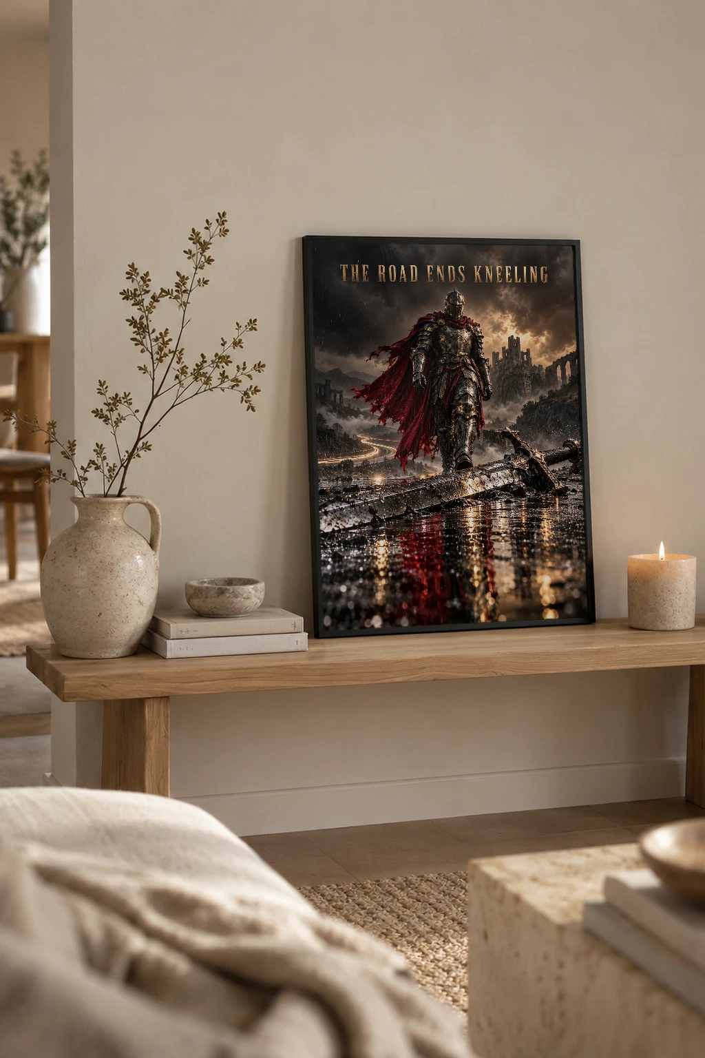 "The Road Ends Kneeling" Premium Wooden Framed Poster