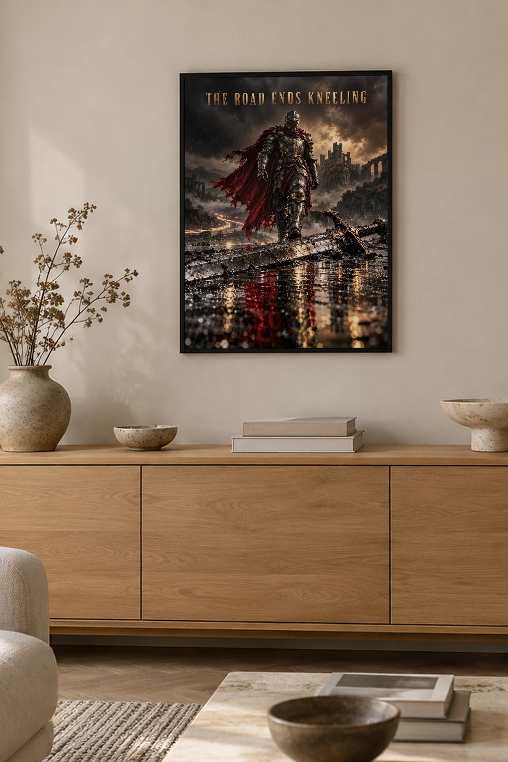 "The Road Ends Kneeling" Premium Wooden Framed Poster