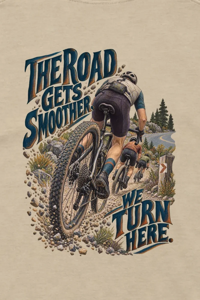 "The Road Gets Smoother" Unisex Longsleeve T-shirt - the graphic up close