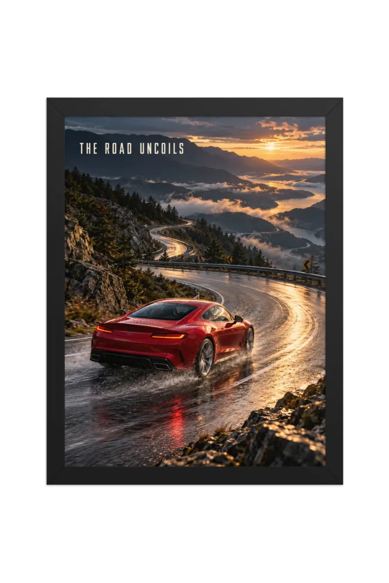 “The Road Uncoils” Premium Wooden Framed Poster