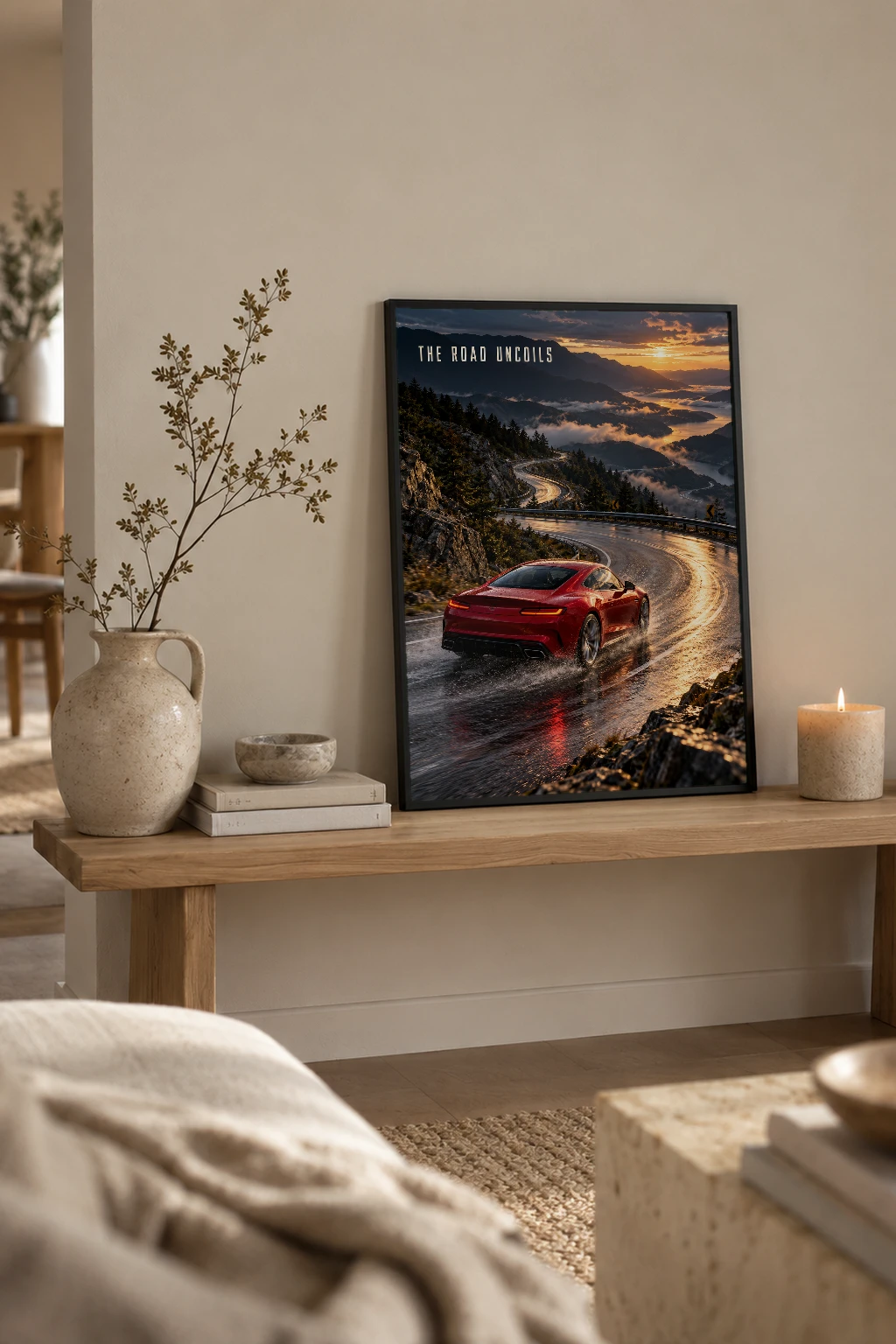 "The Road Uncoils" Premium Wooden Framed Poster