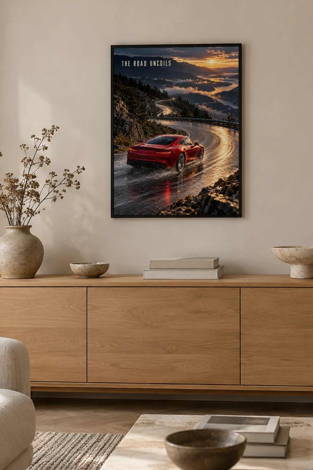 "The Road Uncoils" Premium Wooden Framed Poster