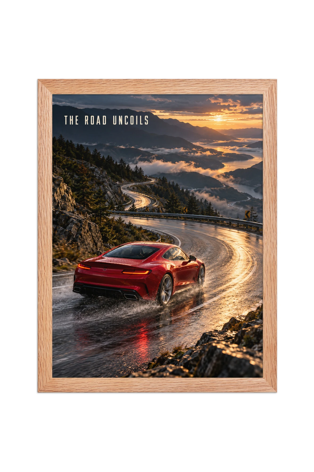 "The Road Uncoils" Premium Wooden Framed Poster