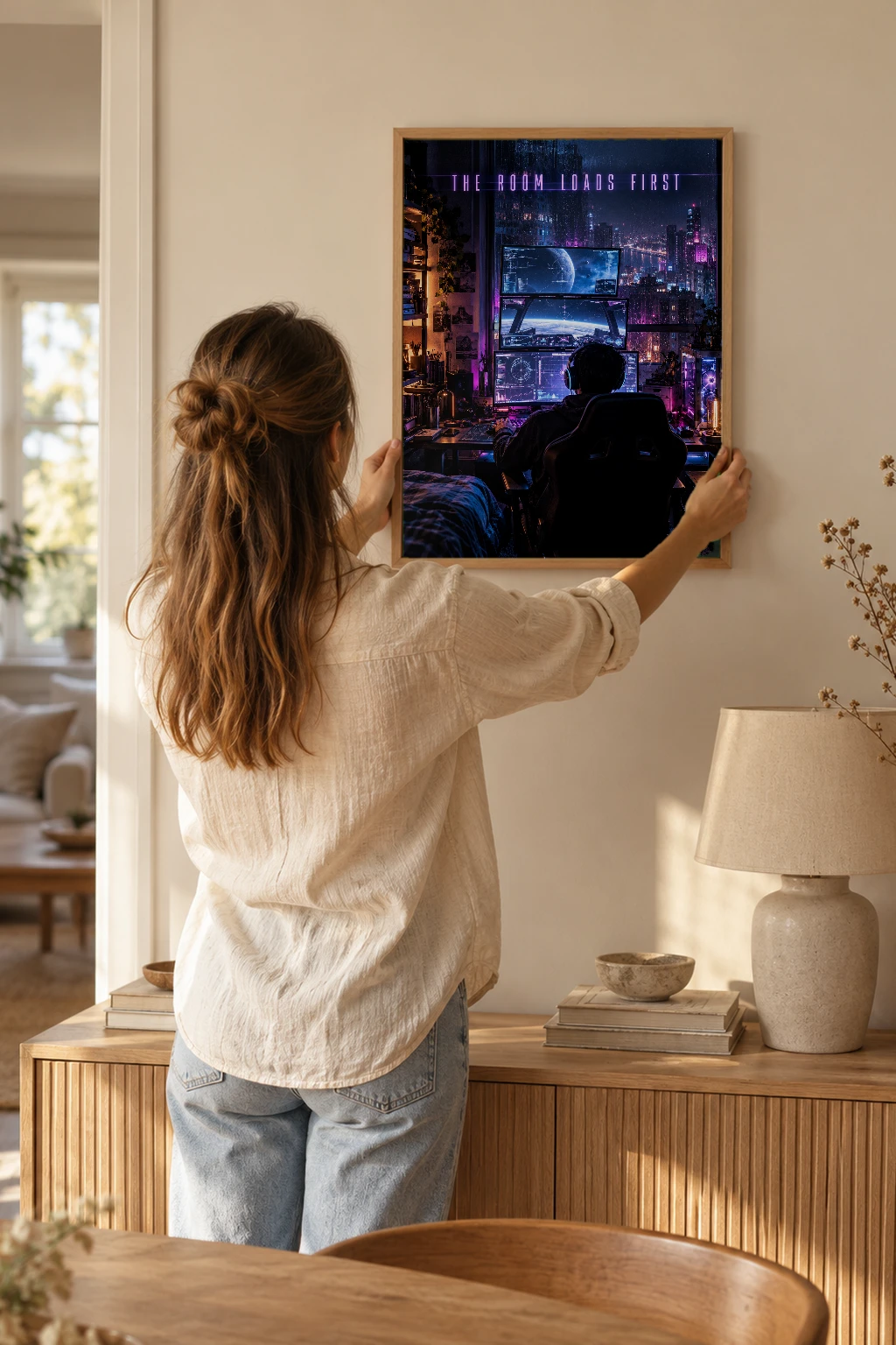 "The Room Loads First" Premium Wooden Framed Poster