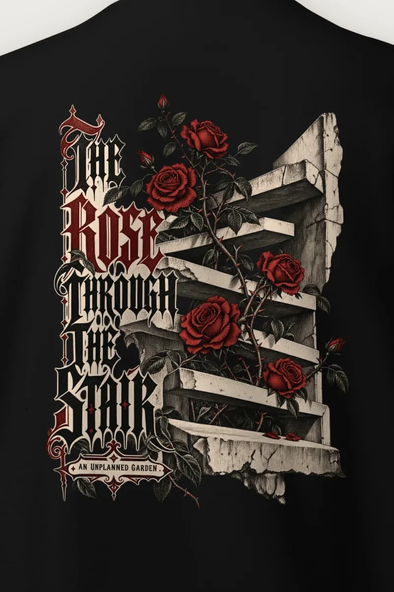 "The Rose Through The Stair" Heavy Blend Unisex Crewneck Sweatshirt - the graphic up close