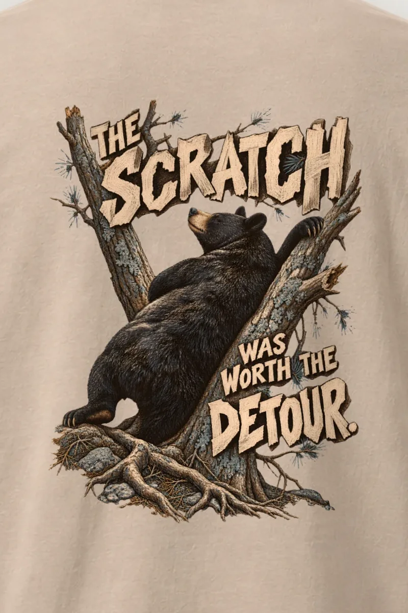 "The Scratch Was Worth the Detour" Heavyweight Unisex Crewneck T-shirt - the graphic up close