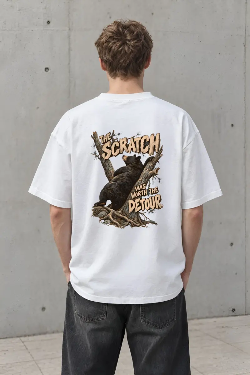 "The Scratch Was Worth the Detour" Unisex Oversized Heavyweight Crewneck T-Shirt