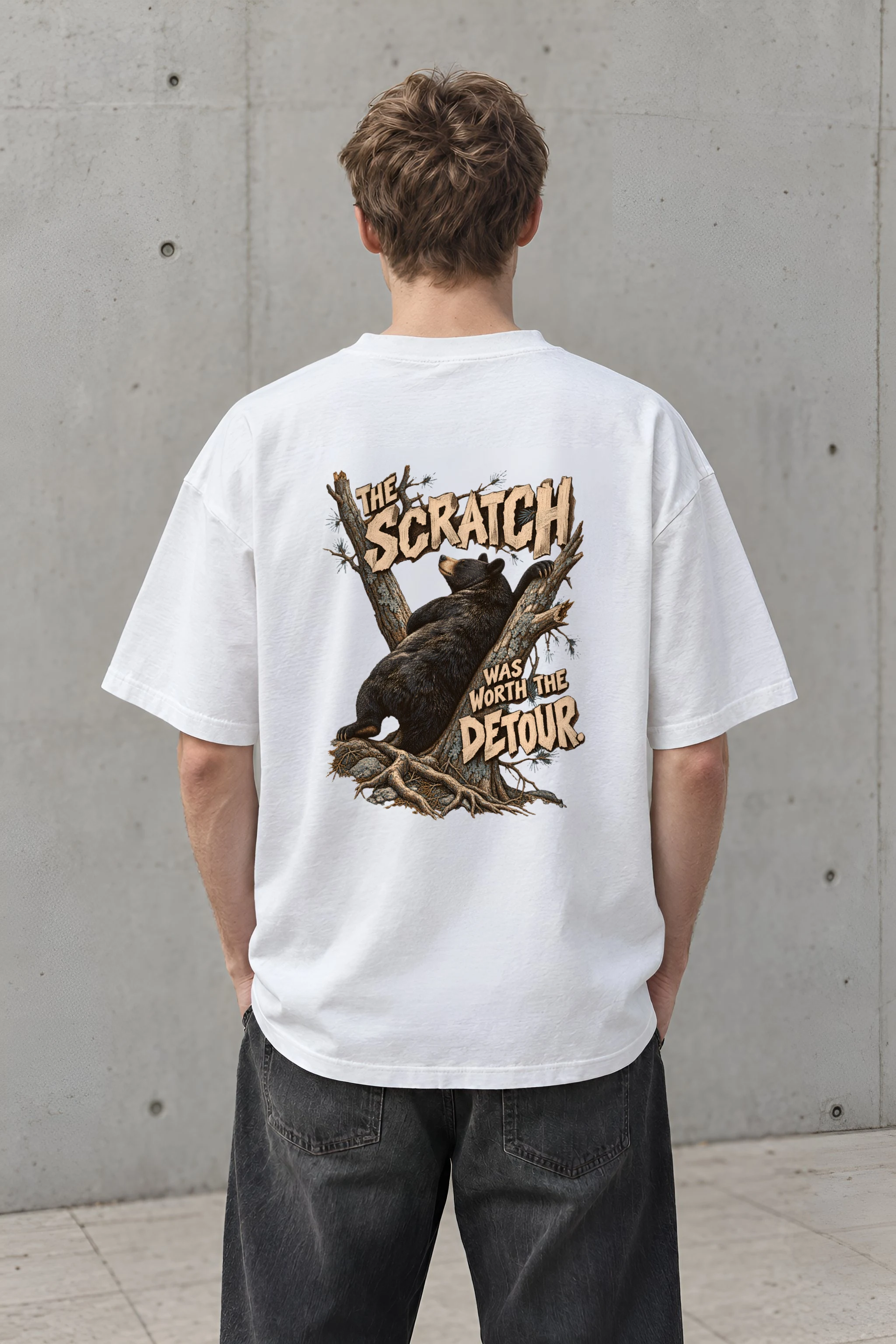 "The Scratch Was Worth the Detour" Men's Oversized Heavyweight Crewneck T-Shirt