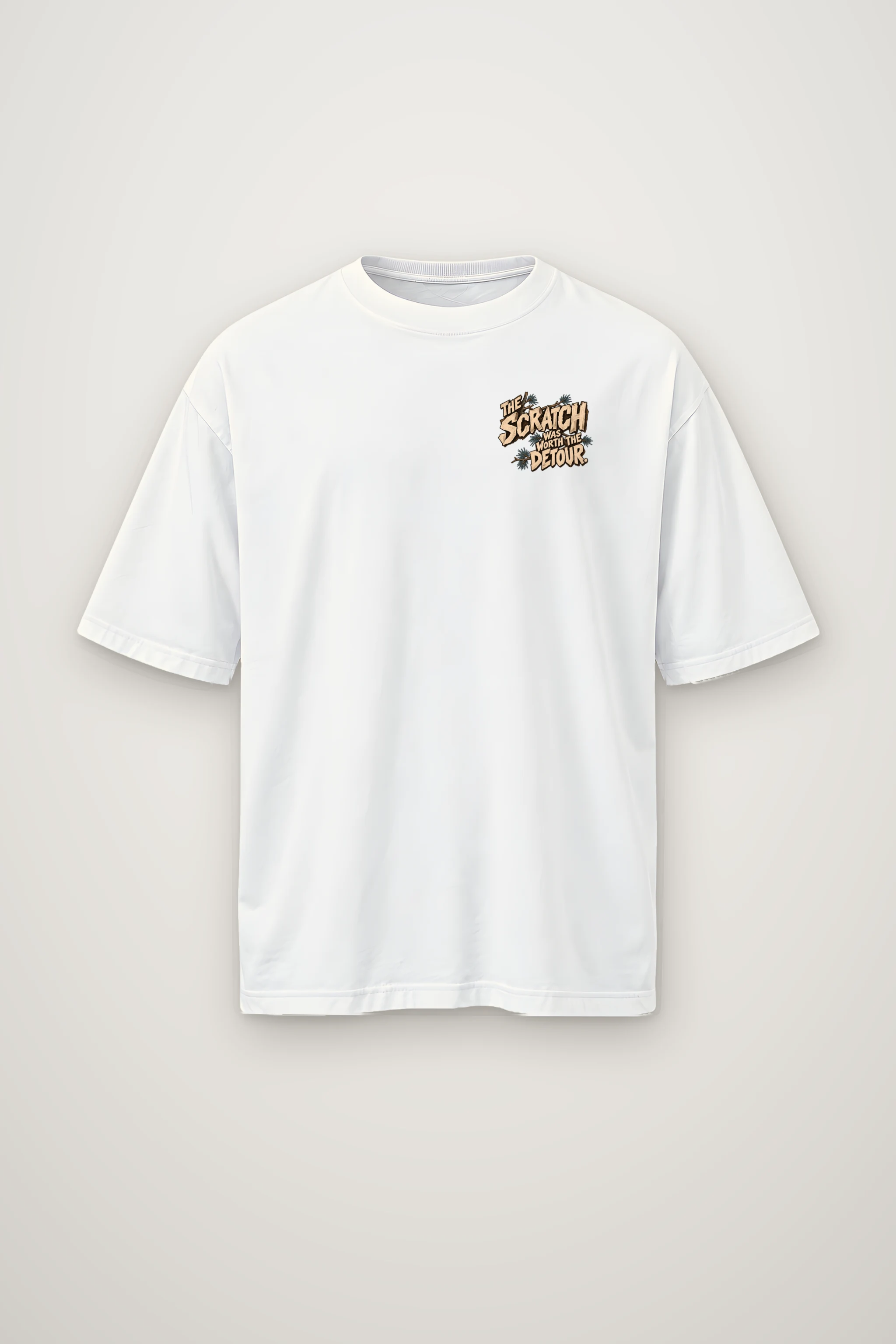"The Scratch Was Worth the Detour" Men's Oversized Heavyweight Crewneck T-Shirt