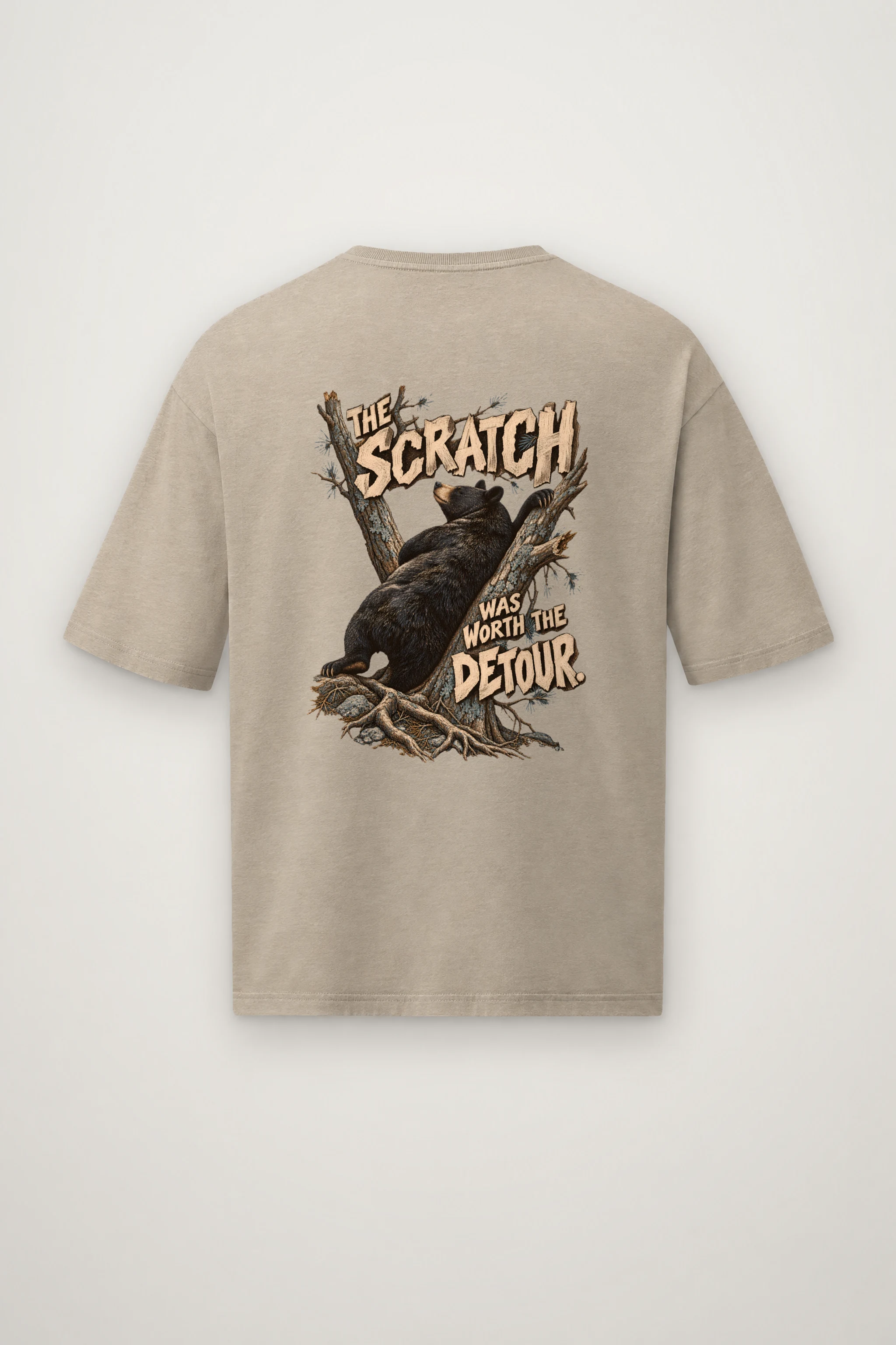 "The Scratch Was Worth the Detour" Men's Oversized Heavyweight Crewneck T-Shirt