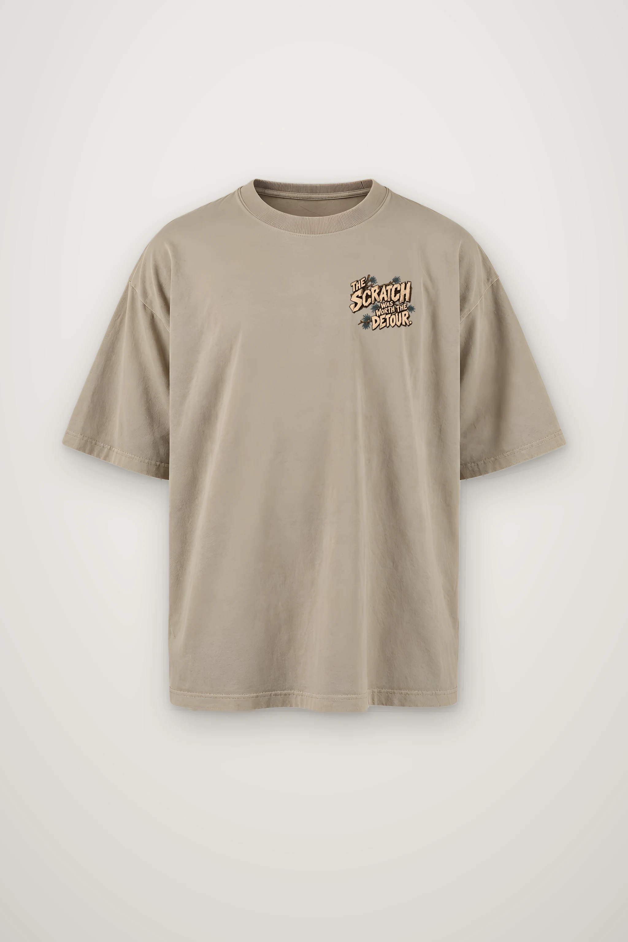 "The Scratch Was Worth the Detour" Men's Oversized Heavyweight Crewneck T-Shirt