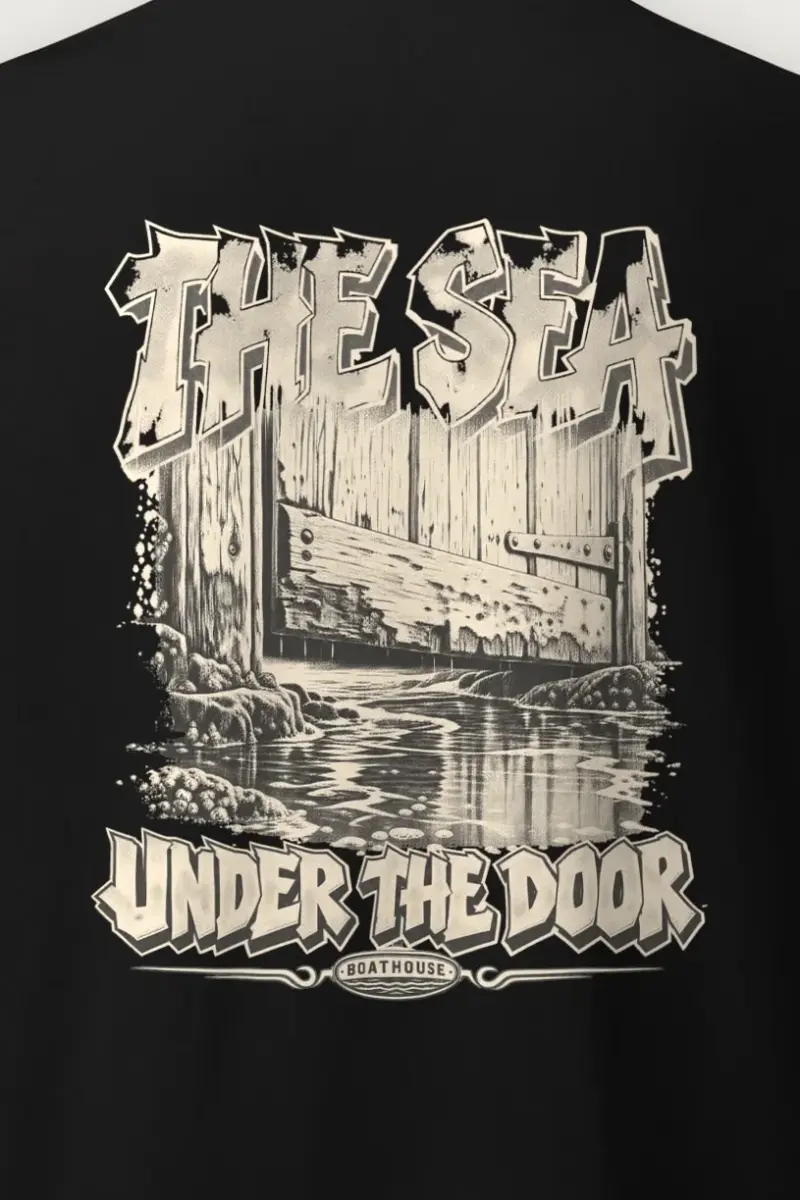 "The Sea Under the Door" Heavyweight Unisex Crewneck T-shirt - the graphic up close