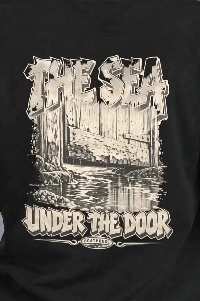 "The Sea Under the Door" Heavyweight Unisex Crewneck T-shirt - the graphic up close