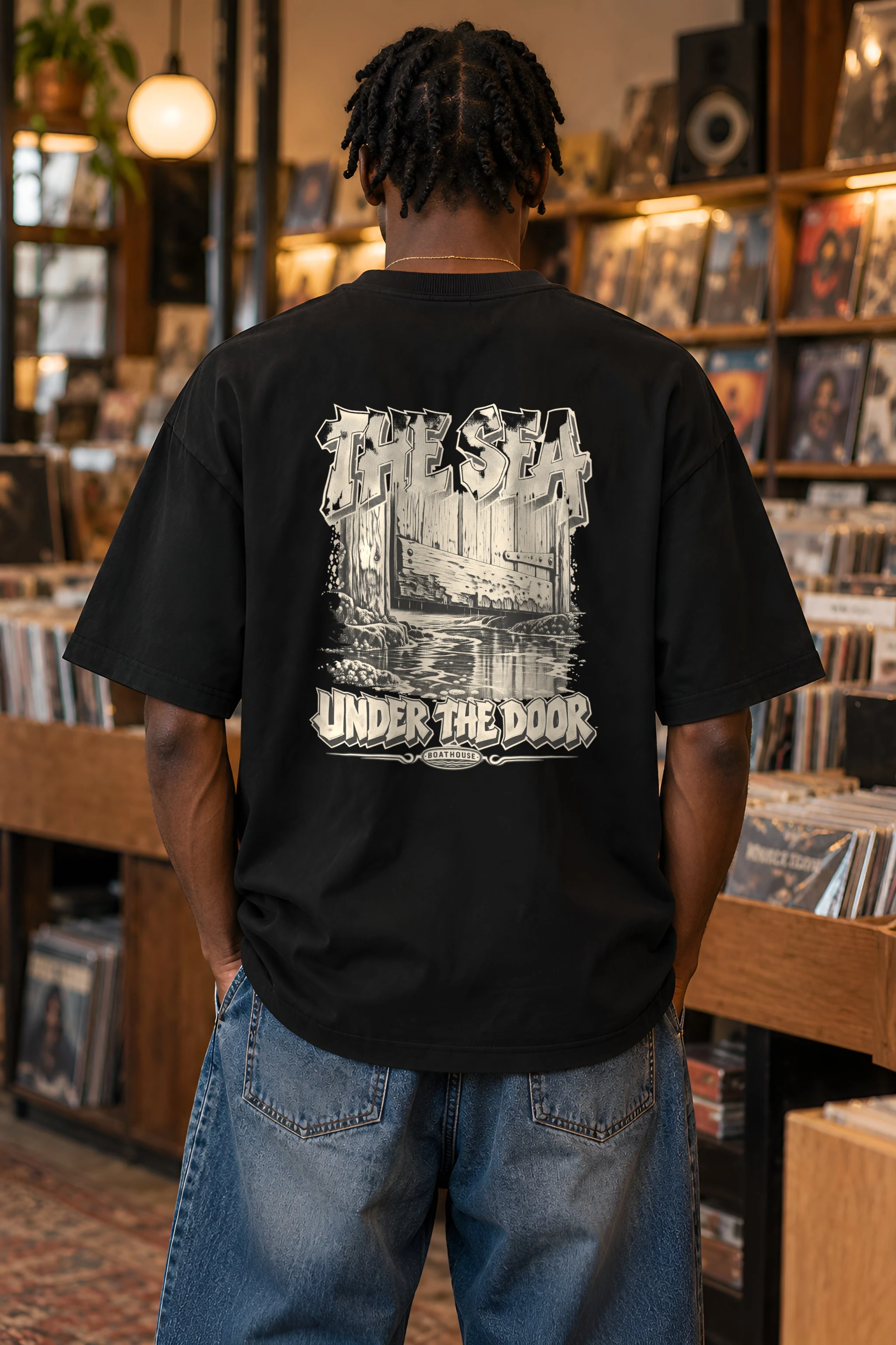"The Sea Under the Door" Unisex Oversized Heavyweight Crewneck T-Shirt